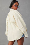 White Frayed Exposed Seam Denim Jacket-Outerwear-MomFashion