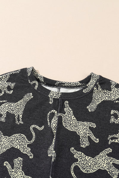 Black Lively Cheetah Print Long Sleeve Top-Tops-MomFashion