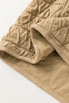 Khaki Quilted Button Front Funnel Neck Jacket-Outerwear-MomFashion