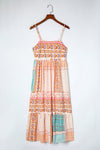 Multicolor Boho Patchwork Print Square Neck Sundress-Dresses-MomFashion