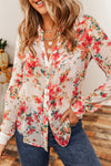 Vibrant Floral Print Chest Pocket Shirt-Tops-MomFashion