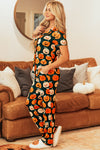 Orange Halloween Pattern Short Sleeve Shirt Pajama Set-Loungewear & Sleepwear/Sleepwear-MomFashion