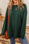 Duffel Green Oversized Drop Shoulder Split Hem Sweatshirt-Tops-MomFashion