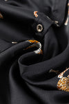 Black Cheetah Animal Print Button Up Satin Shirt-Tops-MomFashion