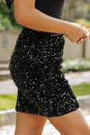 Black Sequin Bodycon Mini Skirt-Bottoms-MomFashion