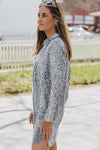 Long Sleeve Leopard Animal Print Shirt Dress-Dresses-MomFashion