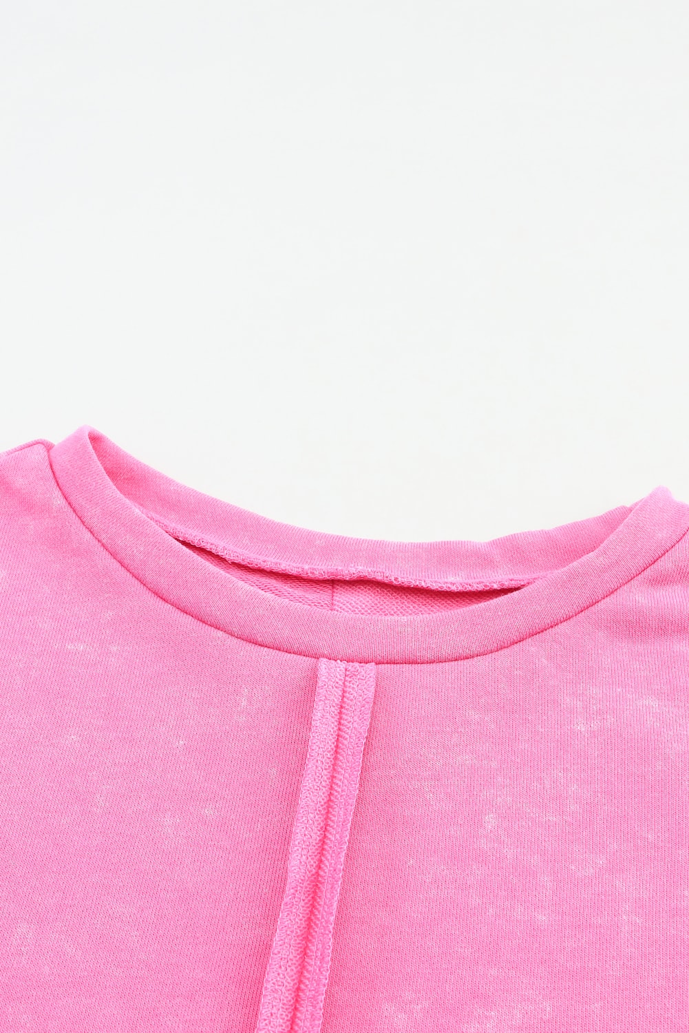 Rose Exposed Seamed High Low Raw Edge Sweatshirt-Tops-MomFashion