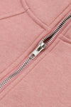 Pink Quarter Zip Kangaroo Pocket Hoodie-Tops-MomFashion