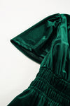 Evergreen Velvet Short Sleeve Shirred Waist Tiered Maxi Dress-Dresses/Maxi Dresses-MomFashion