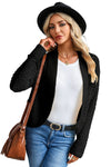 Black Popcorn Knit Open Front Cardigan-Tops-MomFashion