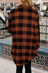 Brown Turn-down Collar Plaid Shirt Coat-Outerwear-MomFashion