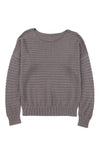 Gray Textured Knit Round Neck Dolman Sleeve Sweater-Tops-MomFashion