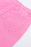 Pink Vintage High Waist Flare Leg Ripped Raw Hem Jeans-Bottoms-MomFashion