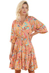 Multicolour Paisley Print Frilled Mini Dress-Dresses-MomFashion