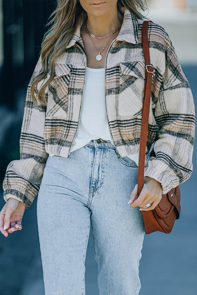 Vintage London Plaid Cropped Jacket-Outerwear-MomFashion