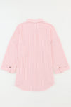 Pink Roll Tab Sleeve Ribbed Cording Shacket-Outerwear-MomFashion