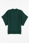 Blackish Green Mock Neck Batwing Short Sleeve Knit Sweater-Tops-MomFashion