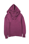 V Neck Ribbed Drop Shoulder Hooded Sweater-Tops-MomFashion