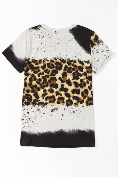 Brown TRAIN STATION Graphic Leopard Print T Shirt-Graphic-MomFashion