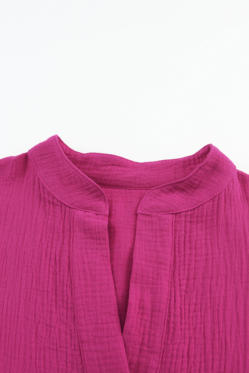 Rose Crinkled Tiered Split Neck Shirt Dress-Dresses-MomFashion