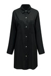 Black Lightweight Shirt Style Beach Cover Up-Swimwear-MomFashion