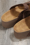 Brown Braided Detail Criss Cross Platform Slippers-Shoes & Bags-MomFashion