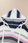 Stripe Plus Size Striped Hooded Knit Sweater-Plus Size-MomFashion