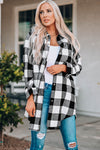 Black Turn-down Collar Plaid Shirt Coat-Outerwear-MomFashion