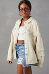 White Frayed Exposed Seam Denim Jacket-Outerwear-MomFashion