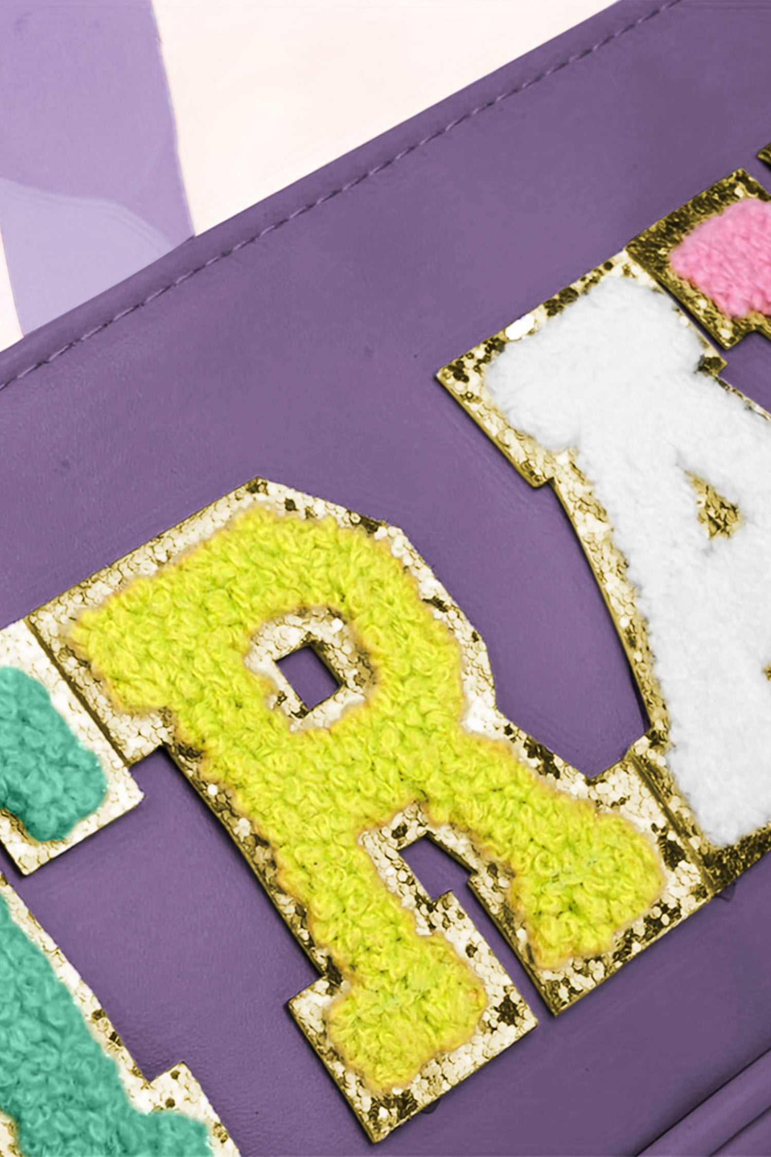 Purple TRAVEL Chenille Letter Clear PVC Makeup Bag-Accessories-MomFashion