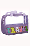 Purple TRAVEL Chenille Letter Clear PVC Makeup Bag-Accessories-MomFashion