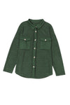 Green Contrast Flap Pockets Relaxed Shacket-Outerwear-MomFashion