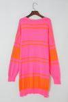 Multicolor Striped Long Sleeve Ribbed Trim Button Cardigan-Tops-MomFashion