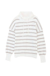 Cowl Neck Striped Print Drop Shoulder Sweater-Tops-MomFashion