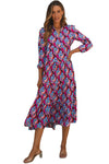 Abstract Geometric Print Long Sleeve High Waist Dress-Dresses-MomFashion