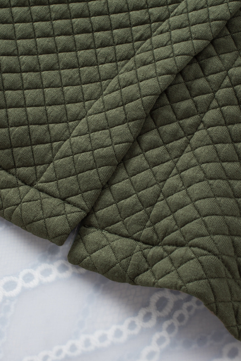 Green Retro Quilted Flap Pocket Button Shacket-Outerwear-MomFashion