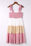 Multicolor Smocked Color Block Sleeveless Mini Dress-Dresses-MomFashion