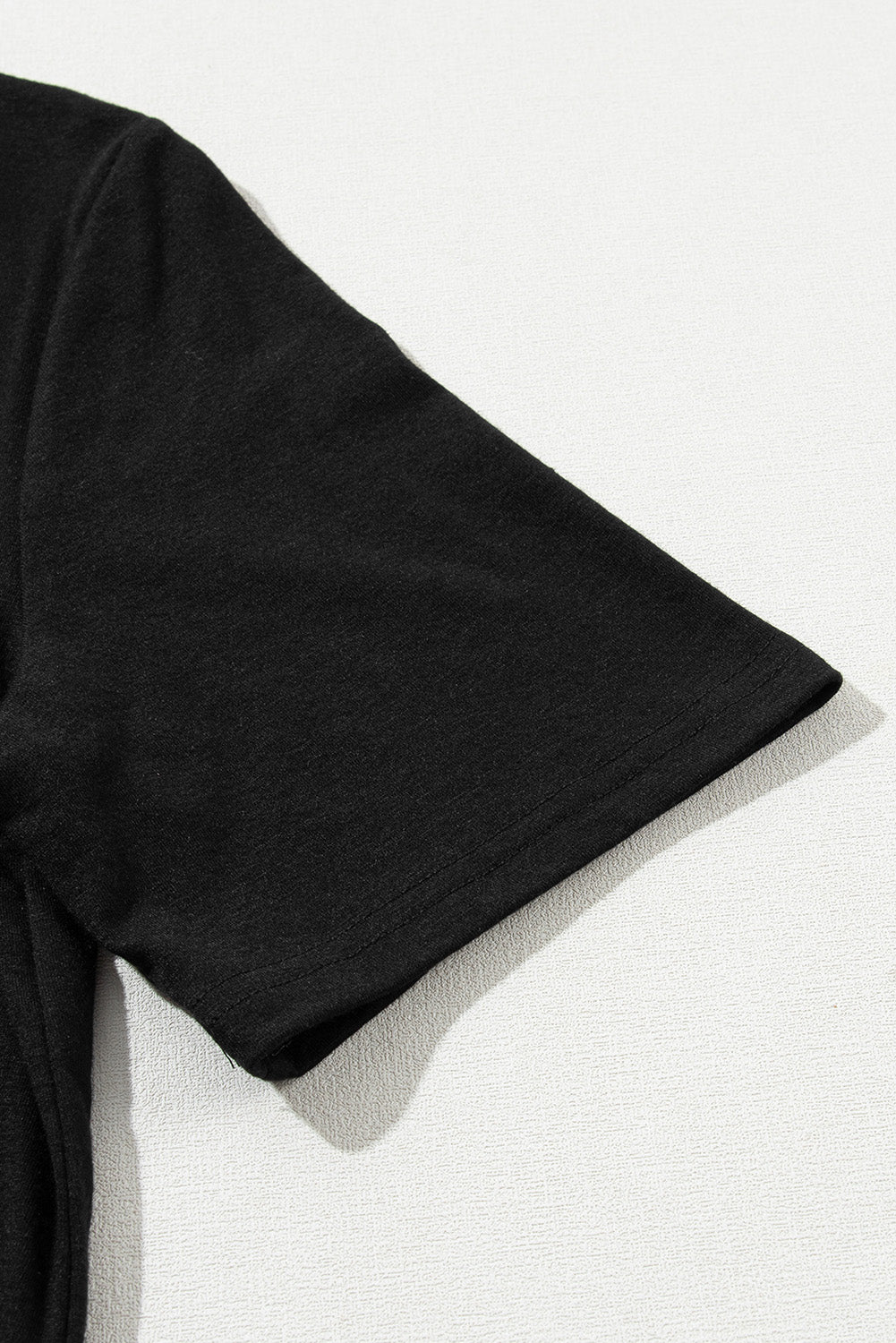 Black Solid Color T Shirt 2pcs Wide Leg Pants Set-Two Piece Sets/Pant Sets-MomFashion