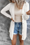 White Solid Color Open-Front Buttons Cardigan-Tops-MomFashion