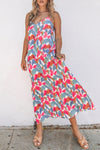 Multicolor Abstract Print Spaghetti Straps Maxi Dress-Dresses-MomFashion