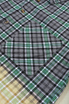 Blackish Green Contrast Plaid Patchwork Chest Pocket Button up Shacket-Outerwear-MomFashion