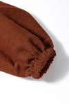 Coffee Textured Corduroy Puff Sleeve Shacket-Outerwear-MomFashion