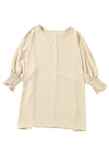 Apricot Smocked Wrist Shift Top-Tops-MomFashion