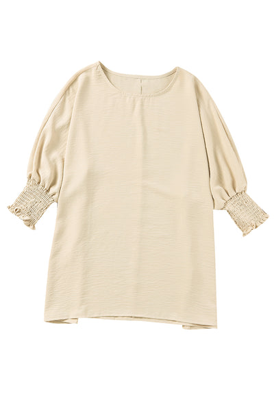 Apricot Smocked Wrist Shift Top-Tops-MomFashion