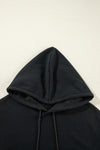 Black Fleece Lined Kangaroo Pocket Drawstring Chunky Hoodie-Tops/Sweatshirts & Hoodies-MomFashion