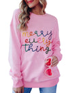 Peach Blossom Merry Every Thing Glitter Slogan Sweatshirt-Tops-MomFashion