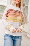 Multicolor Stripe Long Sleeve Round Neck Sweater-Tops-MomFashion