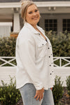 Beige Plus Size Textured Flap Pockets Jacket-Plus Size-MomFashion