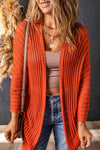 Orange Hollow-out Knit Kimono Lightweight Cardigan-Tops-MomFashion