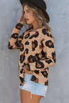 Leopard Print Long Sleeve Loose Top-Tops-MomFashion